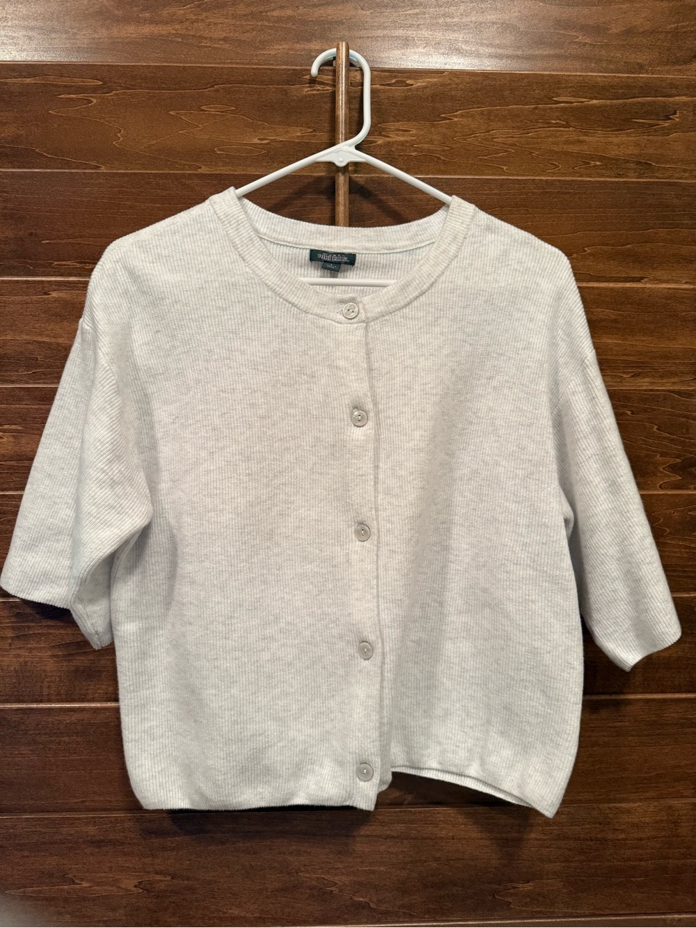 wild fable light grey Short-Sleeve Button Cardigan Sweater
